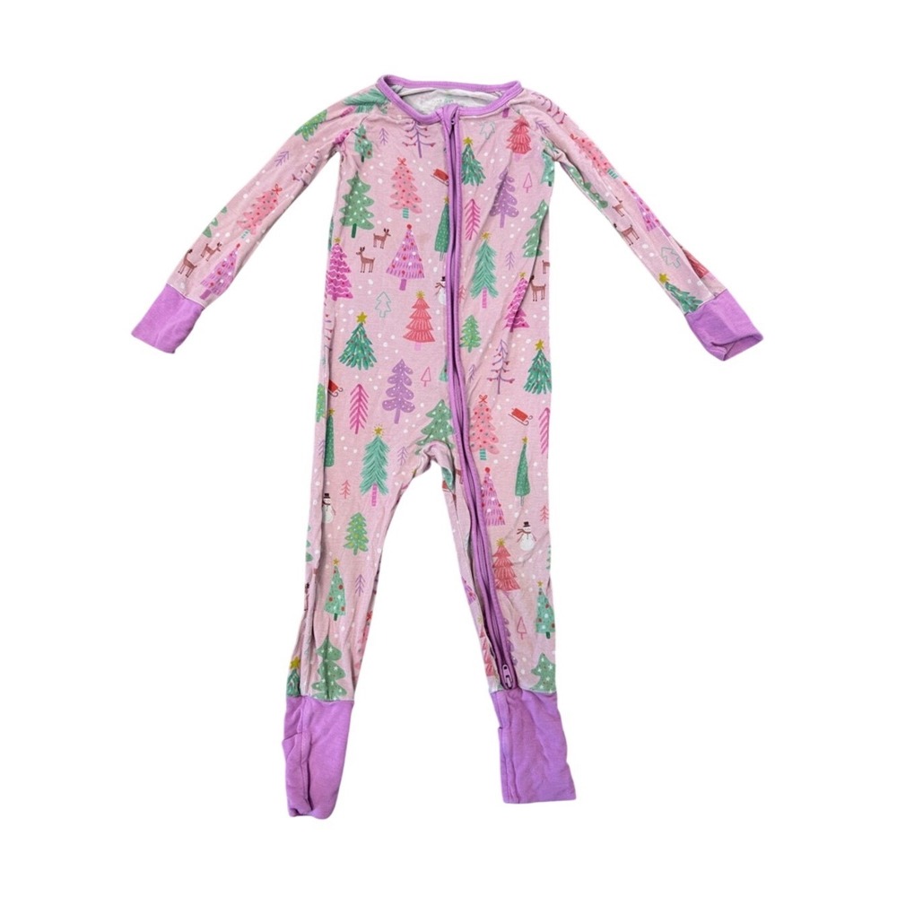Little Sleepies Twinkling Trees Convertible Romper Bamboo Pink 18-24M